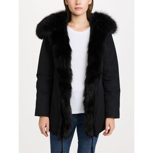 Gorski Montréal Parka w/ Real Silver Fox Fur Trim Black Jacket Size M